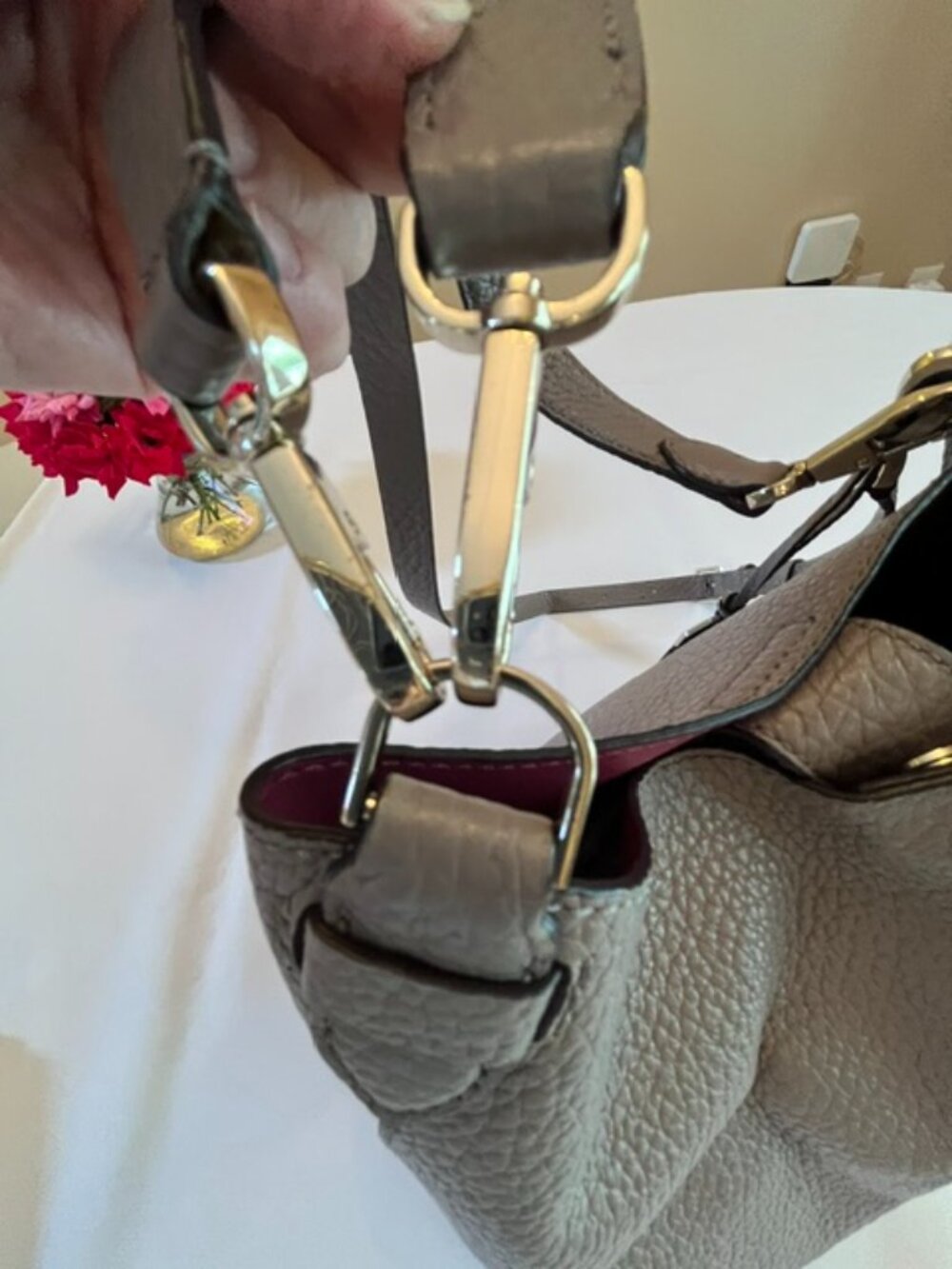 KATE SPADE | New York Gray Pebbled Leather Tote Hobo Shoulder bag-EUC - Picture 12 of 16